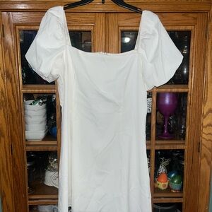 Cider White Puff Sleeve Mini Dress